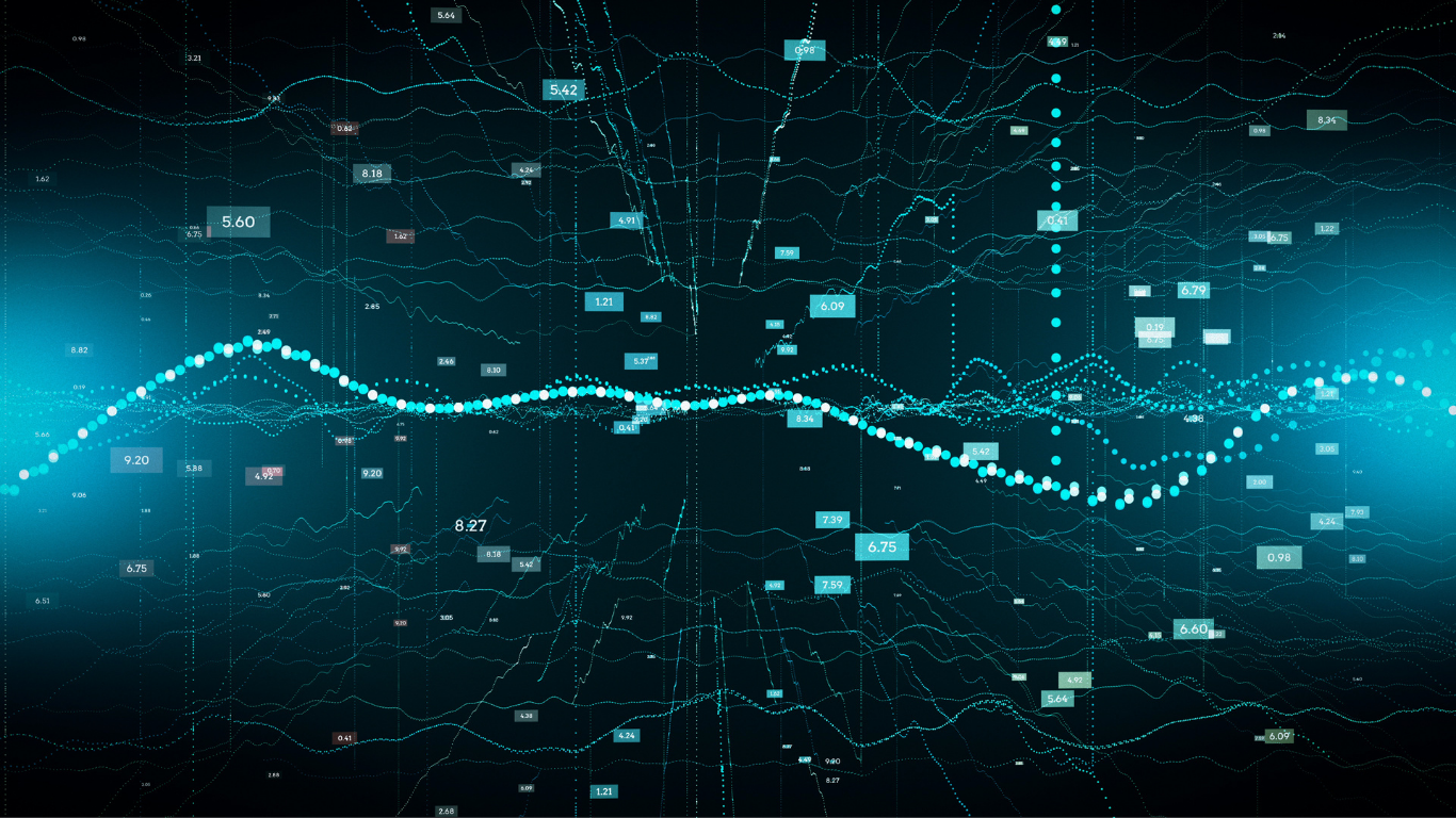 Flight data traces visualized as glowing lines